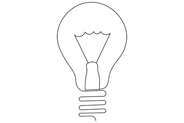 Wall Mural - Continuous one simple single line art of light bulb with heart icon outline vector

