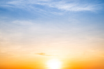 Wall Mural - sky,sunset, beautiful , luxury soft gradient orange gold clouds and sunlight on the blue sky perfect