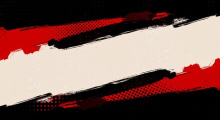 Wall Mural - black and red abstract background with brushstroke and halftone style