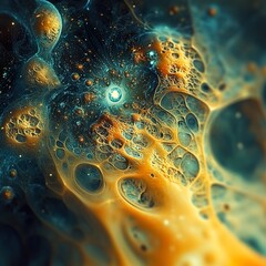 Wall Mural - cosmic abstract: vibrant nebula fractal