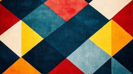 Wall Mural - bold and vibrant geometric fabric pattern with striking triangle shapes in primary colors