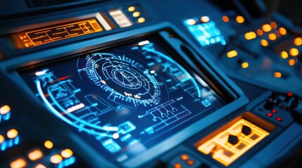 Futuristic spaceship cockpit display