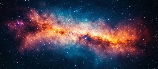 Wall Mural - a galaxy with a bright orange star in the middle. a stunning nebula in the universe, with stars and 