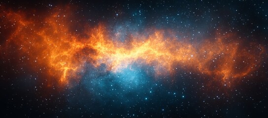 Wall Mural - a space background with orange and blue colors. a stunning nebula in the universe, with stars and du