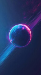 Wall Mural - a radiant planet set against a bright blue background in deep space illustrating cosmic vibrancy and