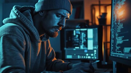 Night Coder: A Focused Programmer Working Late