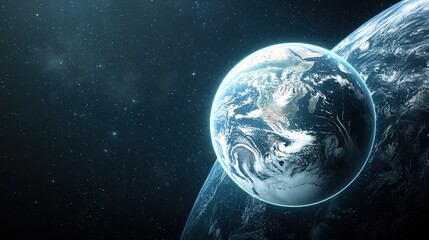 Wall Mural - captivating view of earth from space displaying the planet's surface with glowing lights against a m