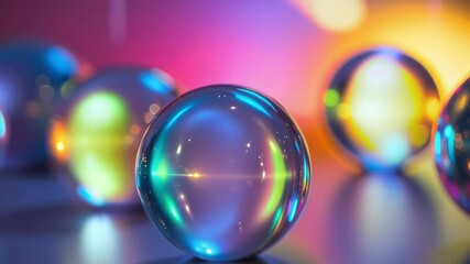 Aufkleber - Abstract colorful spheres with rainbow light on a glowing background