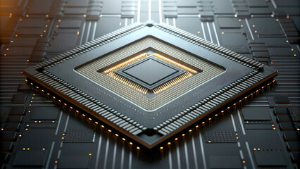 big data analytics scalable concept. futuristic microchip design with intricate circuitry and glowin