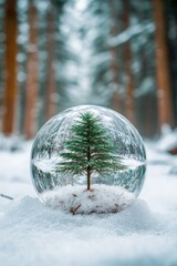Wall Mural - snow globe tree