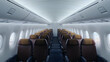 © Parsudi - Modern Airplane Cabin Interior With Brown Leather Seats Aisle And Overhead Compartments Ready For Passenger Boarding