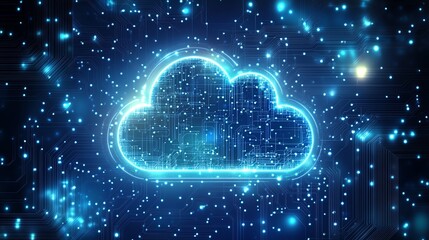 Aufkleber - Secure cloud computing visual with a cloud symbol over a chip