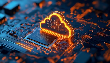 Leinwandbilder - Digital illustration of cloud computing security