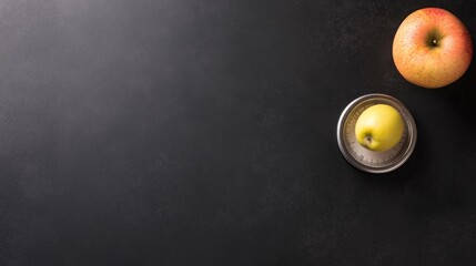 Wall Mural - clean and minimalist representation of food scale with single fresh placed on monochrome background 