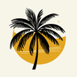 © Svetlana Borisova - Tropical palm tree illustration with sunset background in warm colors and copy space