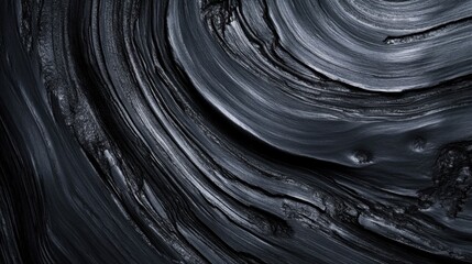 Canvas Print - dark abstract swirling texture with glossy black surface patterns