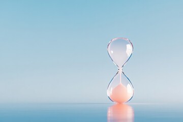 Wall Mural - minimalistic depiction of single hourglass silhouette outlined by soft gradient light on clean backg