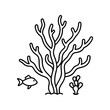 © MDAriful - Coral reef with small fish line art illustration