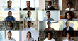 © fizkes - African students and businesspeople front faces close up head shot portrait collage view. Group of different age people smile look at camera, videocall event participants, worldwide communication, app