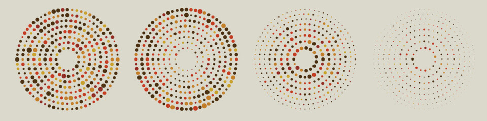 Wall Mural - abstract retro vintage colorful concentric, hypnotic dotted line circle elements. halftone ring poin