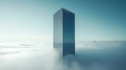 Aufkleber - A fog-covered skyscraper disappearing into the clouds