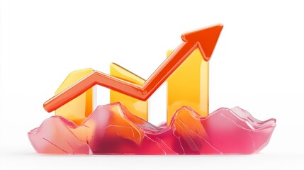 Poster - 3D growth chart on abstract pink base