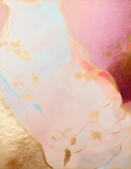 Wall Mural - Soft pastel hues with gold accents in an abstract fluid style. Elegant and dreamy. No defined copy space but great for backgrounds or artistic designs.
