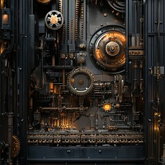 Wall Mural - steampunk machine: intricate gears and metal design