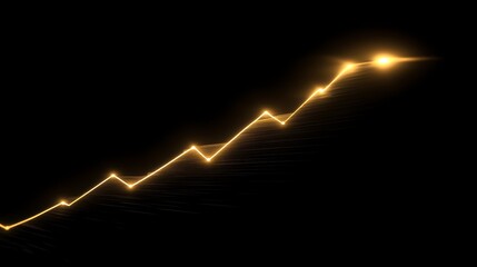 Fototapete - Graphic of upward trending golden line graph