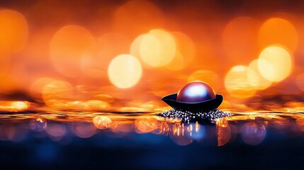 Wall Mural - a clearer image of a water surface with a blurred background and a ball in the center would be more 
