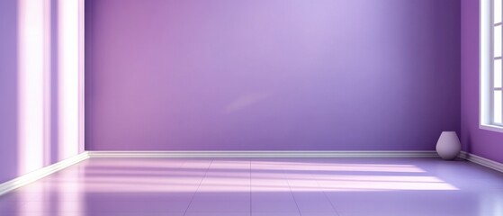 Poster - A large empty room with a purple wall and a white floor