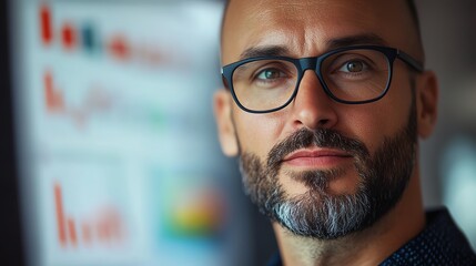 Aufkleber - A CRM manager explains customer relationship strategies his face showing expertise and professionalism