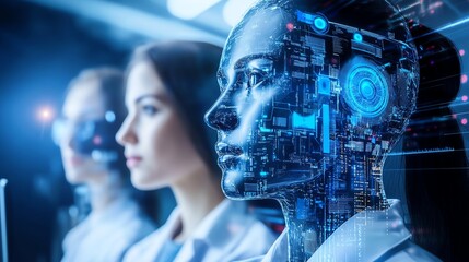 Aufkleber - A financial institution implements AI solutions their staff faces showing readiness and adaptability