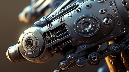Canvas Print - close-up of a futuristic robot arm: mechanical marvel