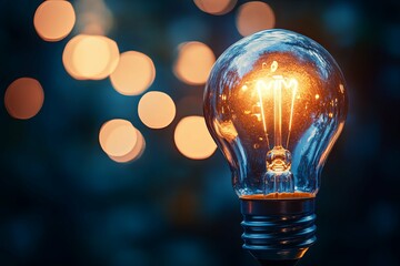 Wall Mural - a glowing light bulb illuminates its surroundings in a soft focus