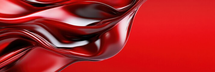 Poster - A red and black wave with a red background
