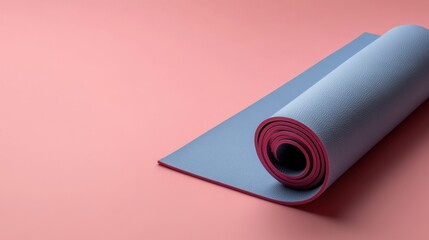 Poster - Minimalistic yoga mat elegantly positioned on soft light background in calm colors conveying serenity and balance in a tranquil space