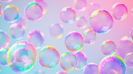 Wall Mural - A bunch of colorful bubbles floating in the air