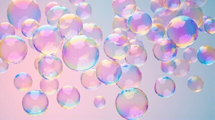 Wall Mural - A bunch of colorful bubbles floating in the air