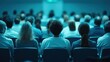 © ARYADI - Conference attendees in auditorium, listening to presentation, projection screen visible