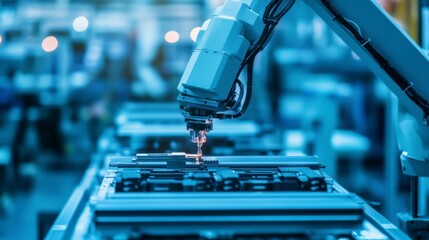 Aufkleber - Robotic arm welding circuit boards in factory