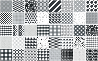 Wall Mural - collection of vector black and white seamless geometric patterns. textile monochrome textures. repea