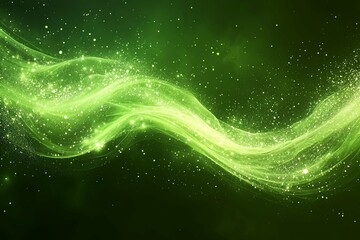 Wall Mural - an abstract flowing design of bright glowing green light