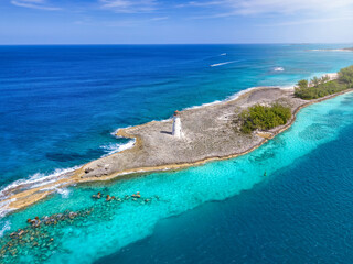 Wall Mural - aerial view of the nassau harbour lighthouse on paradise island, new providence, bahamas, caribbean 