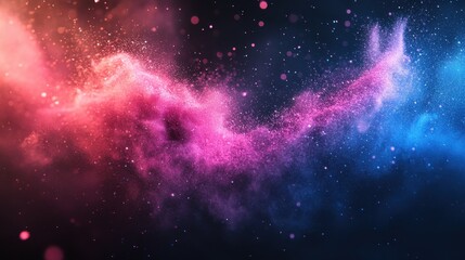 Wall Mural - Vibrant cosmic nebula with pink and blue dust clouds in a dark starry sky