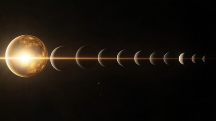 Aufkleber - Virtual worlds interconnected by light beams create a cosmic landscape showcasing multiple spheres representing unique dimensions