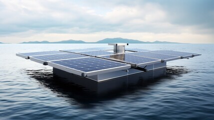 A photo of a floating solar array