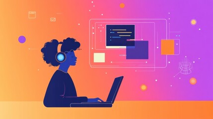 Leinwandbilder - Virtual learning experience with AI support enhancing student engagement and interaction in a modern digital environment