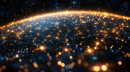 Wall Mural - Glowing Planet's Night Lightscape from Space