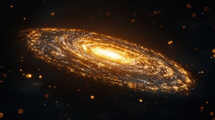 Wall Mural - Glowing Spiral Galaxy in Dark Space